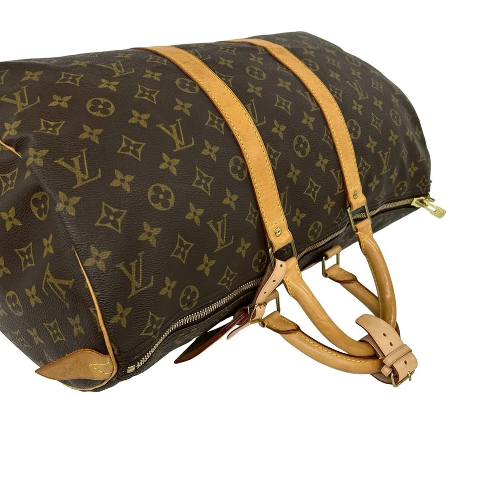 LOUIS VUITTON Authentic Brown Monogram Leather Keepall 45 Boston Bag - Picture 4 of 9